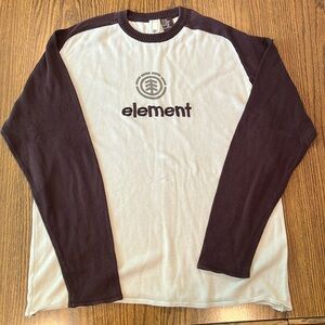 Element Skateboards Sweater Mens XXL Brown Spell Out Logo Cotton Knit Crew Y2K